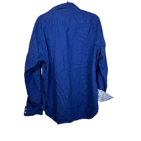 Robert Graham Navy Blue Embossed Classic Fit Long Sleeve Button Down Shirt XL - Picture 5 of 5